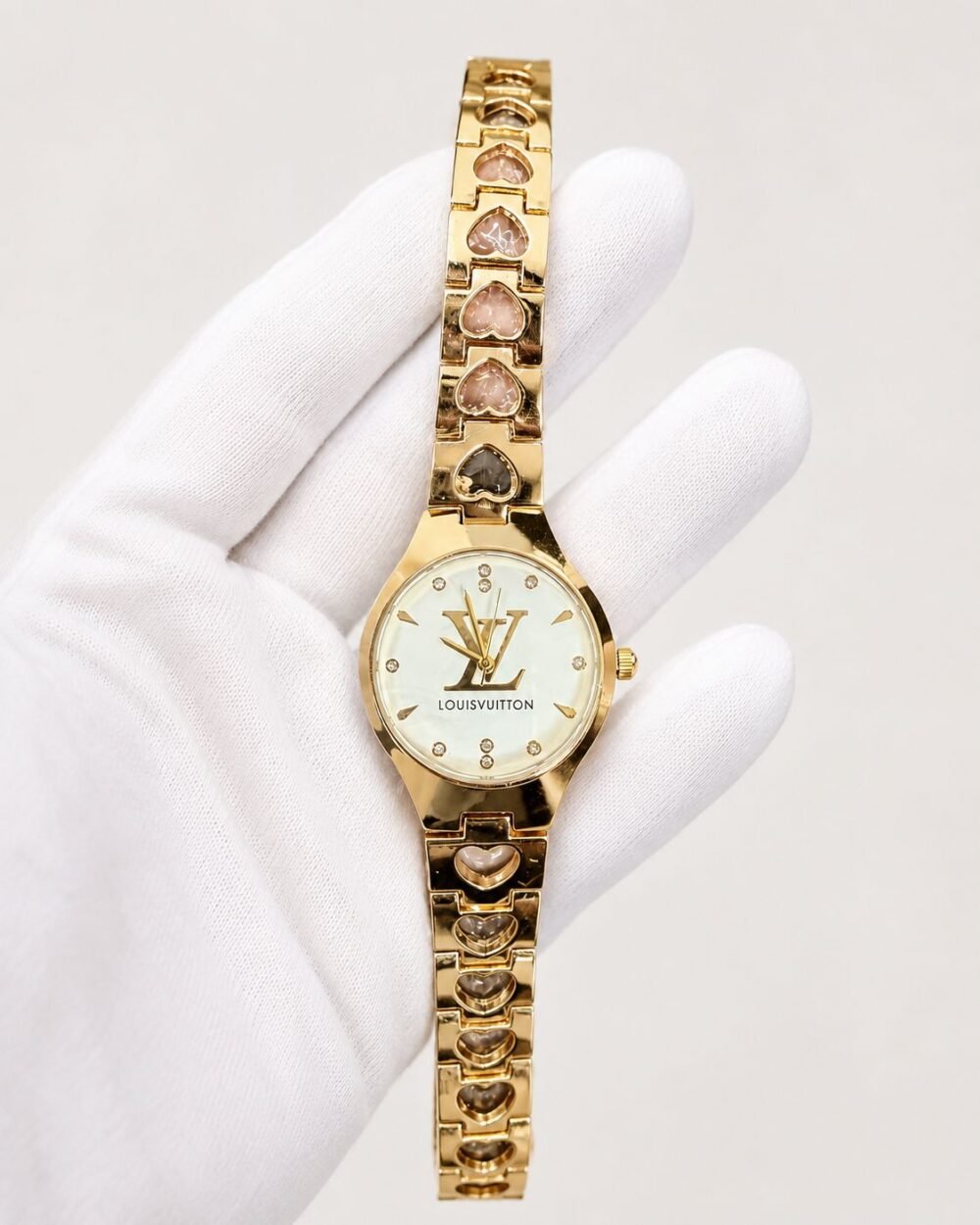 Дамски Louis Vuitton Gold Heart Bracelet Mother of Pearl #266
