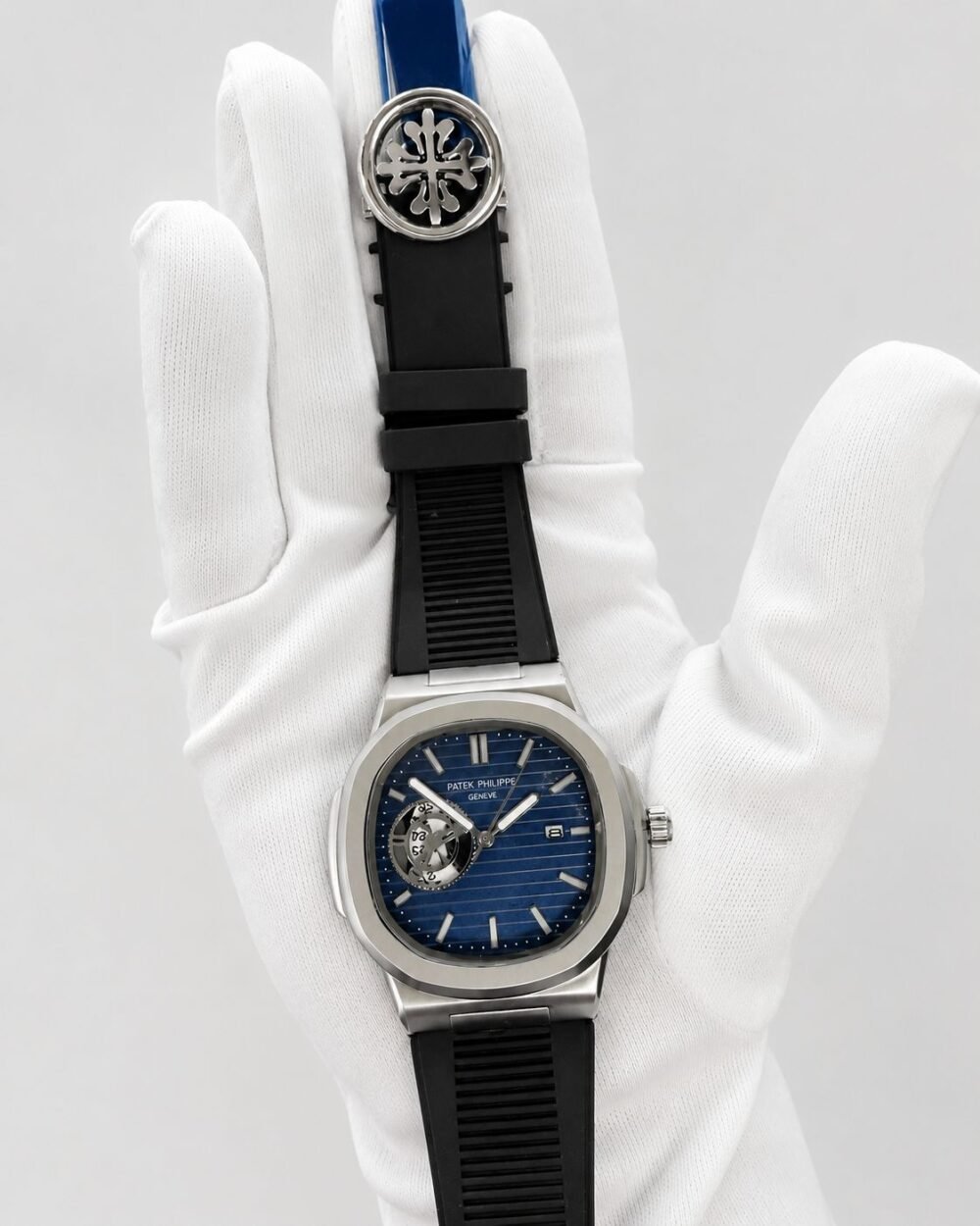 Мъжки Patek Philippe Nautilus Blue Dial Black Rubber #196
