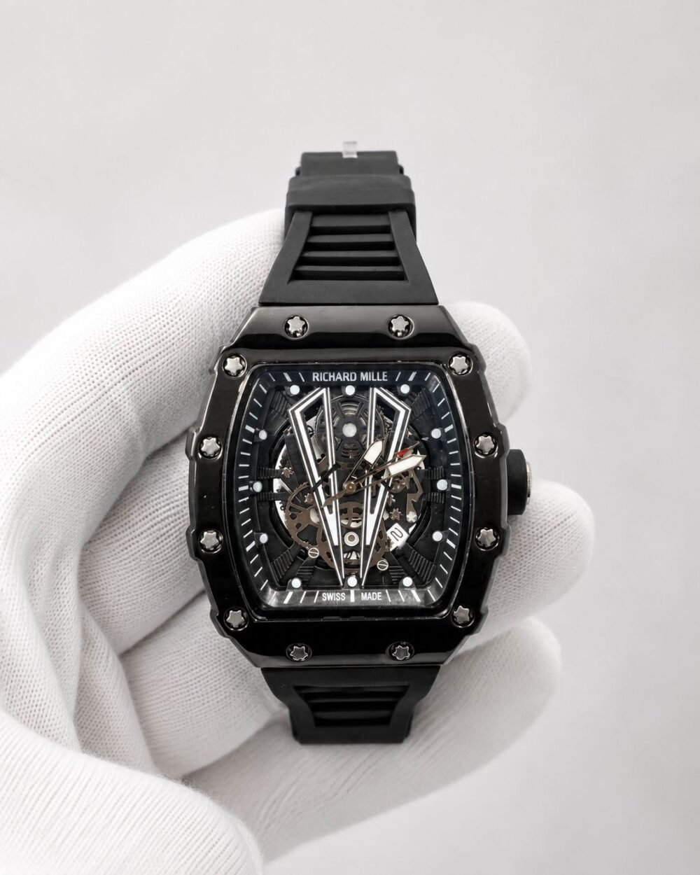 Мъжки Richard Mille Skeleton Black Ceramic / White Bridges #292