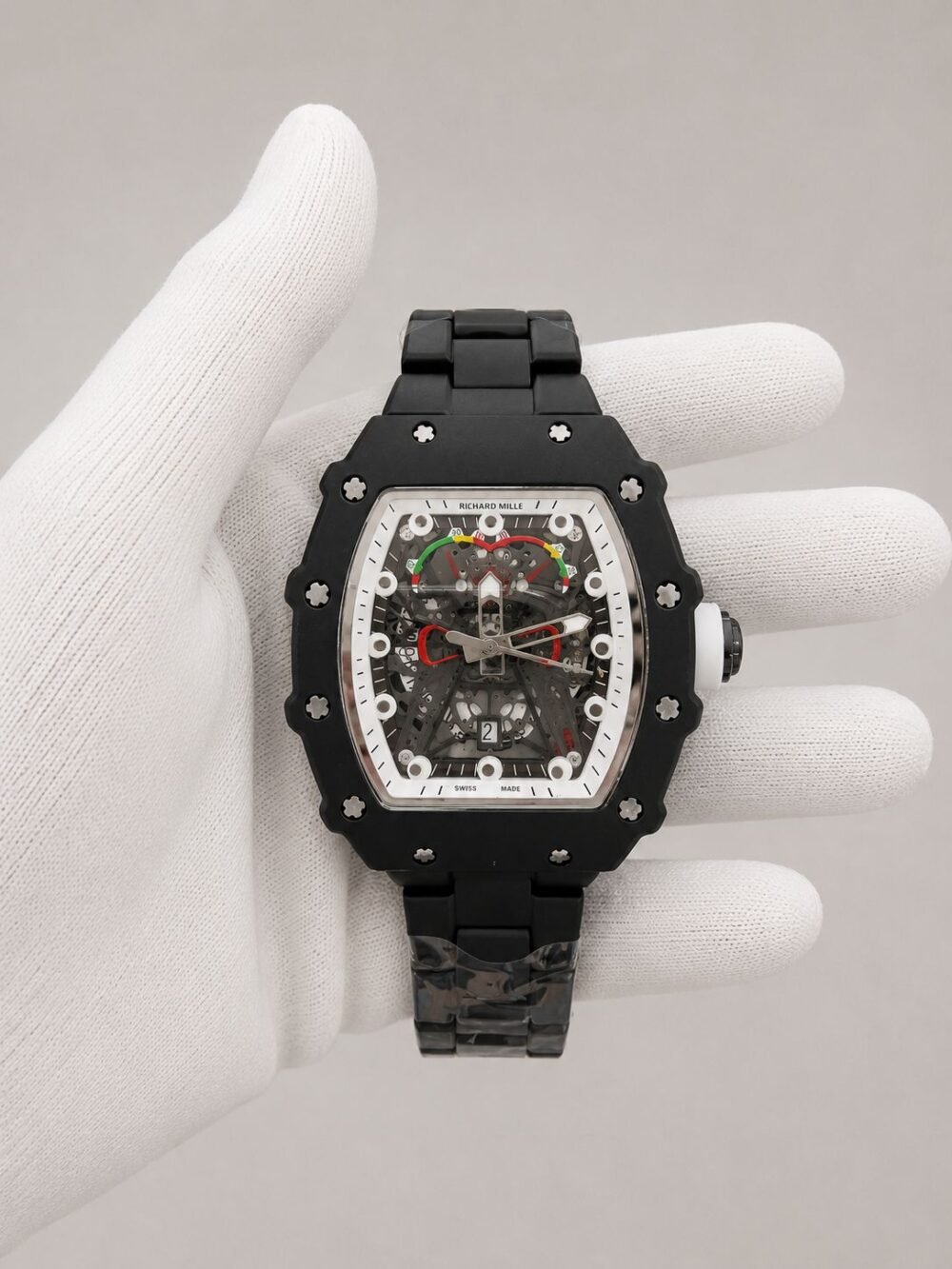 Мъжки Richard Mille Skeleton Black Ceramic White Dial #185