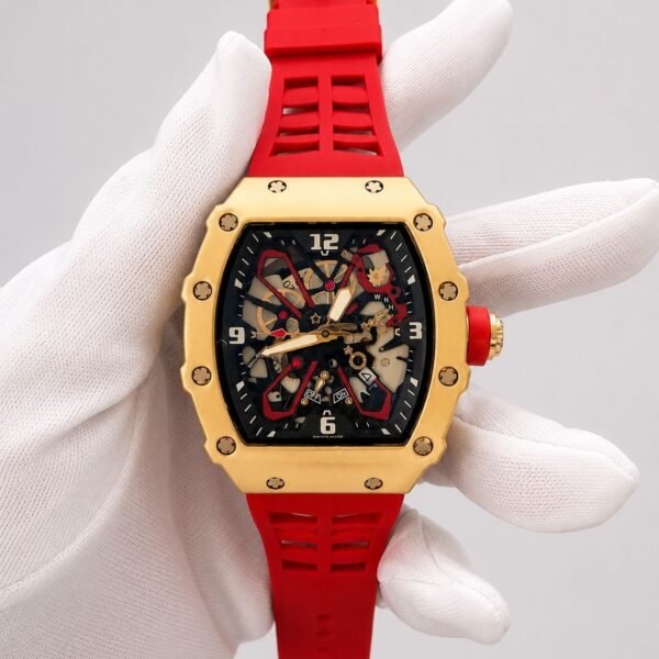 Мъжки Richard Mille Skeleton Gold / Red Rubber #176