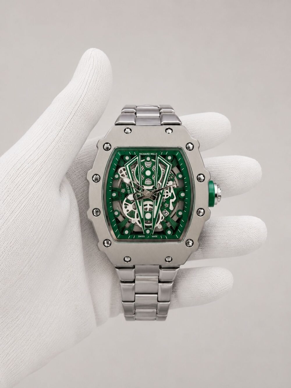 Мъжки Richard Mille Skeleton Green Dial Steel #192