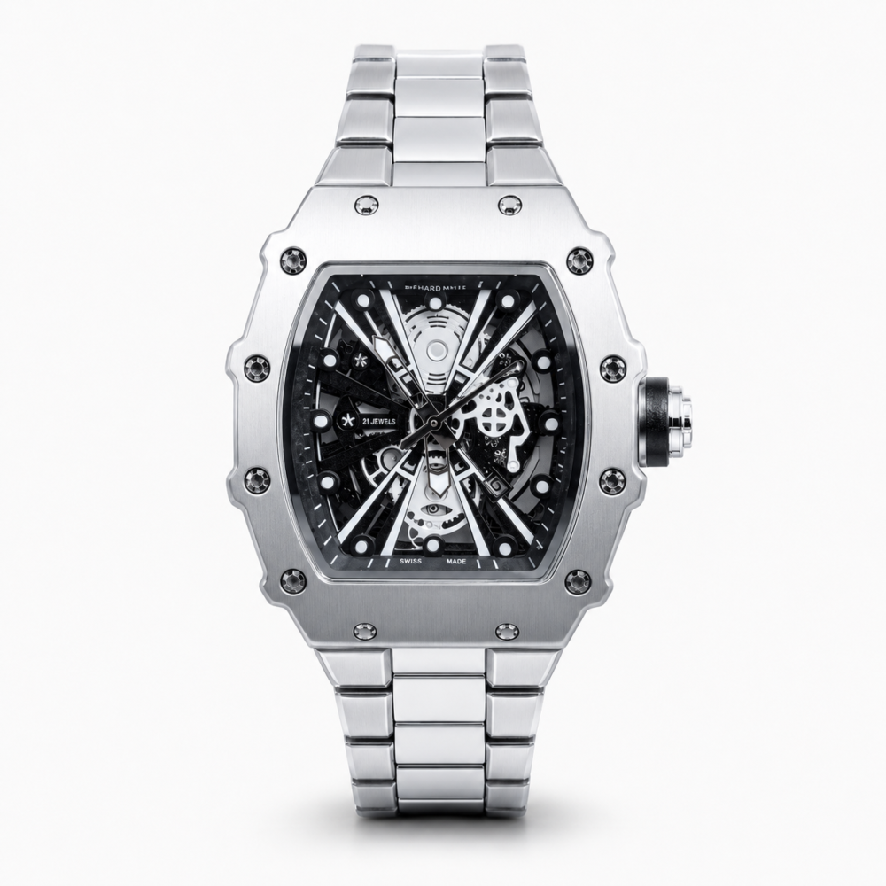 Мъжки Richard Mille Skeleton Silver / Black #217
