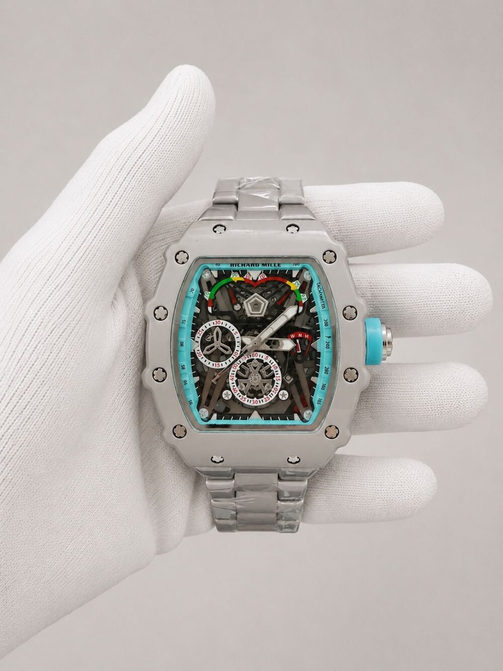 Мъжки Richard Mille Skeleton Turquoise Bezel Steel #184