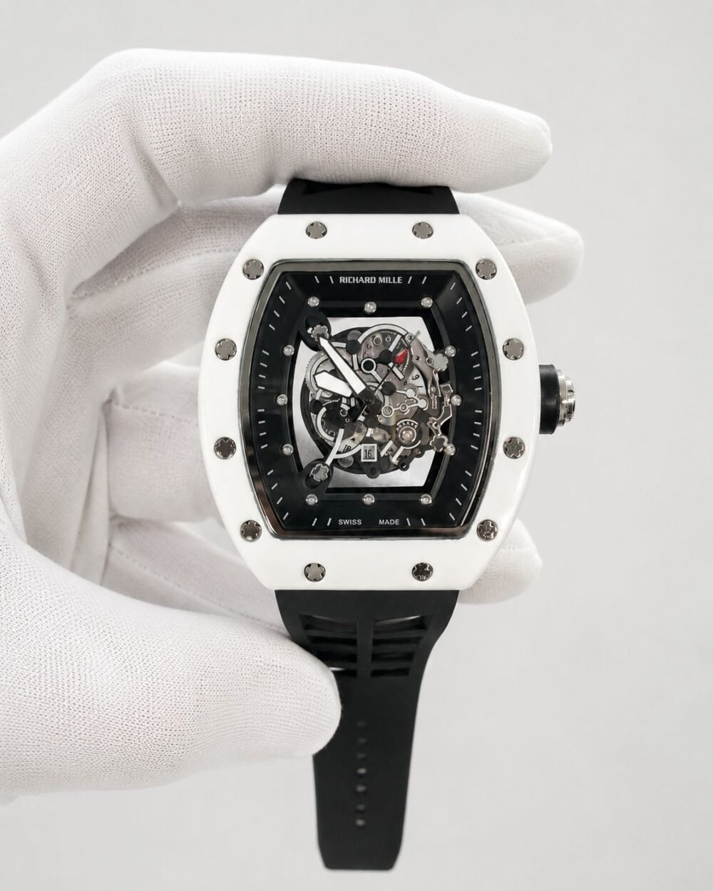 Мъжки Richard Mille Skeleton White Ceramic / Black #172