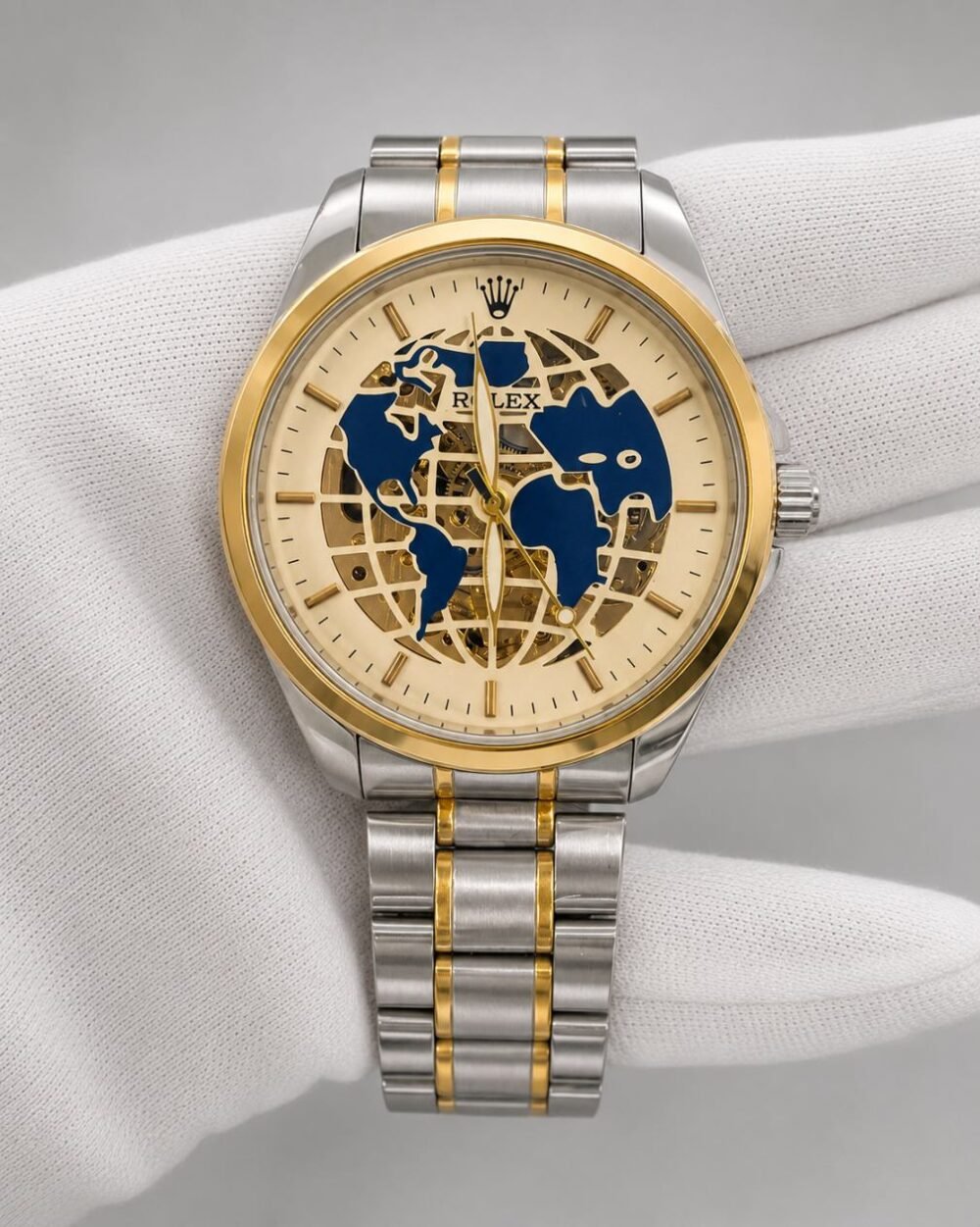 Мъжки Rolex Skeleton World Map Two-Tone Gold #178
