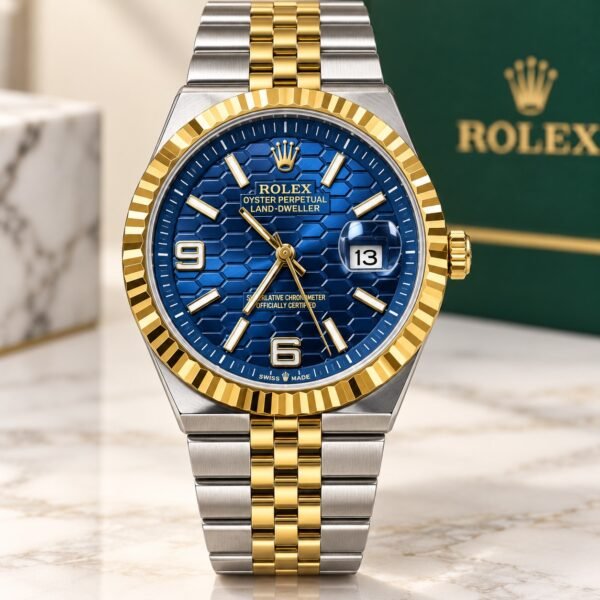 Мъжки Rolex Land-Dweller Two-Tone Blue Honeycomb Dial #409