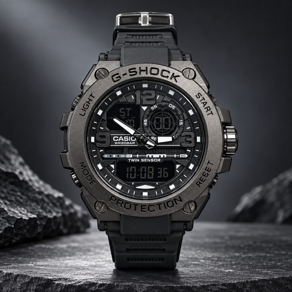 Мъжки Casio G-Shock G-Steel Twin Sensor Gunmetal / Black #419
