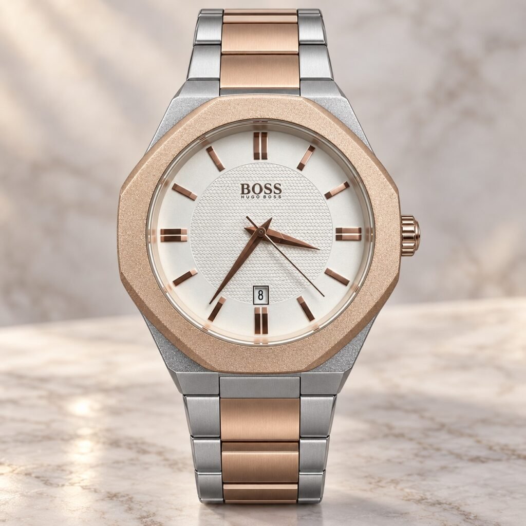 Мъжки Hugo Boss Octagon Rose Gold Two-Tone / White Dial #365