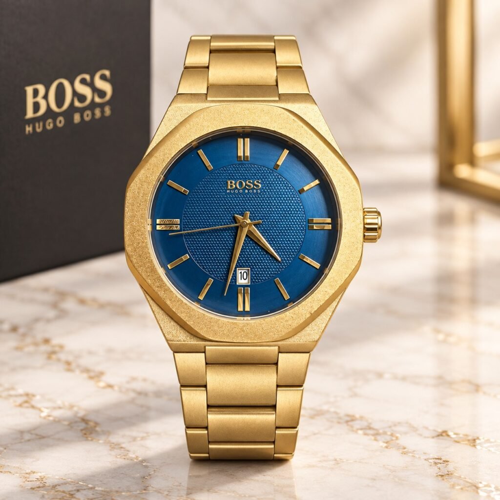 Мъжки Hugo Boss Octagon Gold / Blue Dial #369