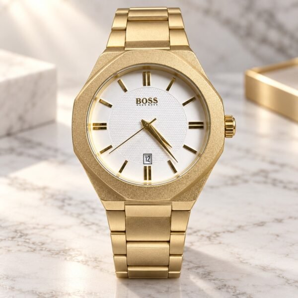 Мъжки Hugo Boss Octagon Gold / White Dial #370