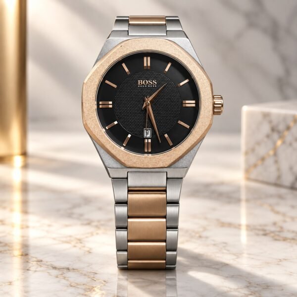 Мъжки Hugo Boss Octagon Rose Gold Two-Tone / Black Dial #371