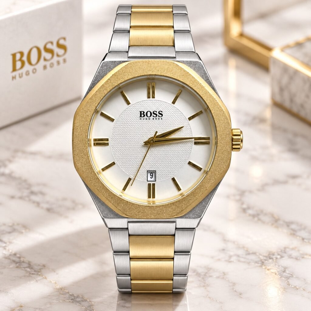 Мъжки Hugo Boss Octagon Two-Tone / White Dial #376