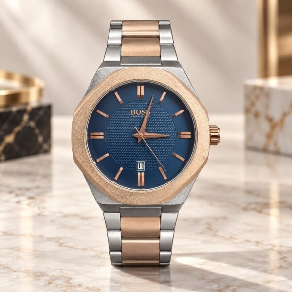 Мъжки Hugo Boss Octagon Rose Gold Two-Tone / Blue Dial #377