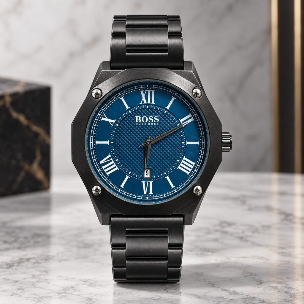 Мъжки Hugo Boss Octagon Roman Black / Blue Dial #381