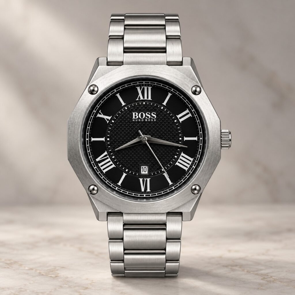 Мъжки Hugo Boss Octagon Roman Steel / Black Dial #382