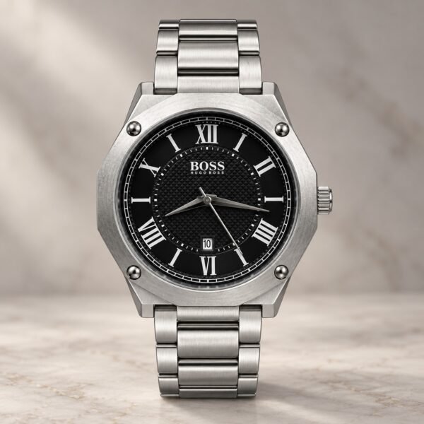 Мъжки Hugo Boss Octagon Roman Steel / Black Dial #382