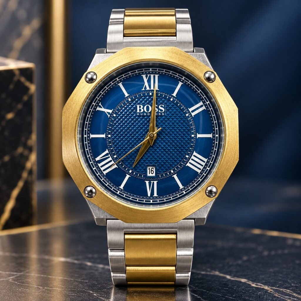 Мъжки Hugo Boss Octagon Roman Two-Tone / Blue Dial #386