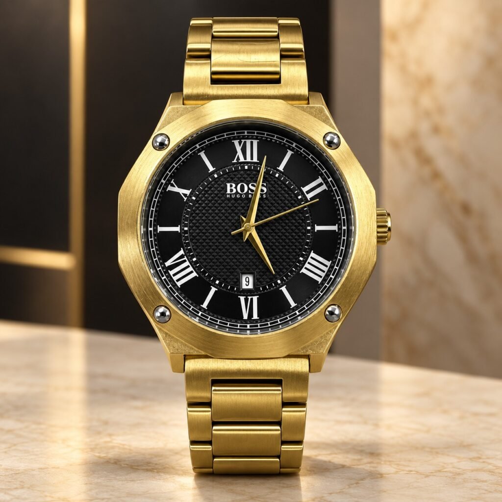 Мъжки Hugo Boss Octagon Roman Gold / Black Dial #387