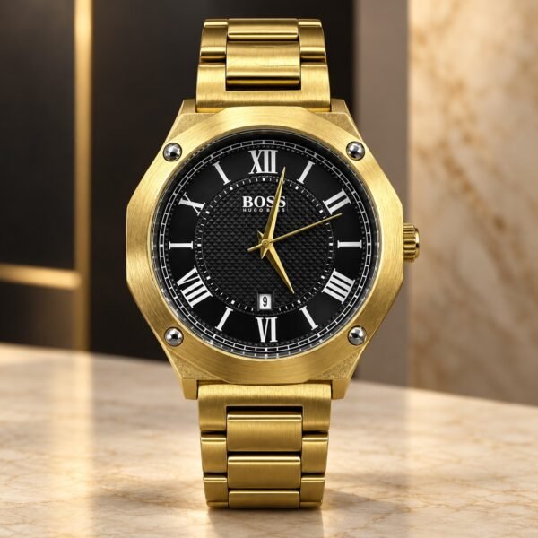 Мъжки Hugo Boss Octagon Roman Gold / Black Dial #387