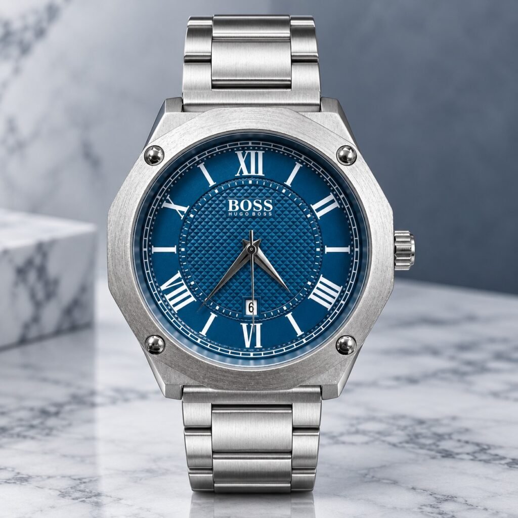Мъжки Hugo Boss Octagon Roman Steel / Blue Dial #389