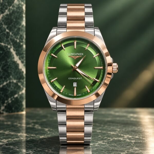 Мъжки Longines Conquest Rose Gold Two-Tone / Green Dial #398