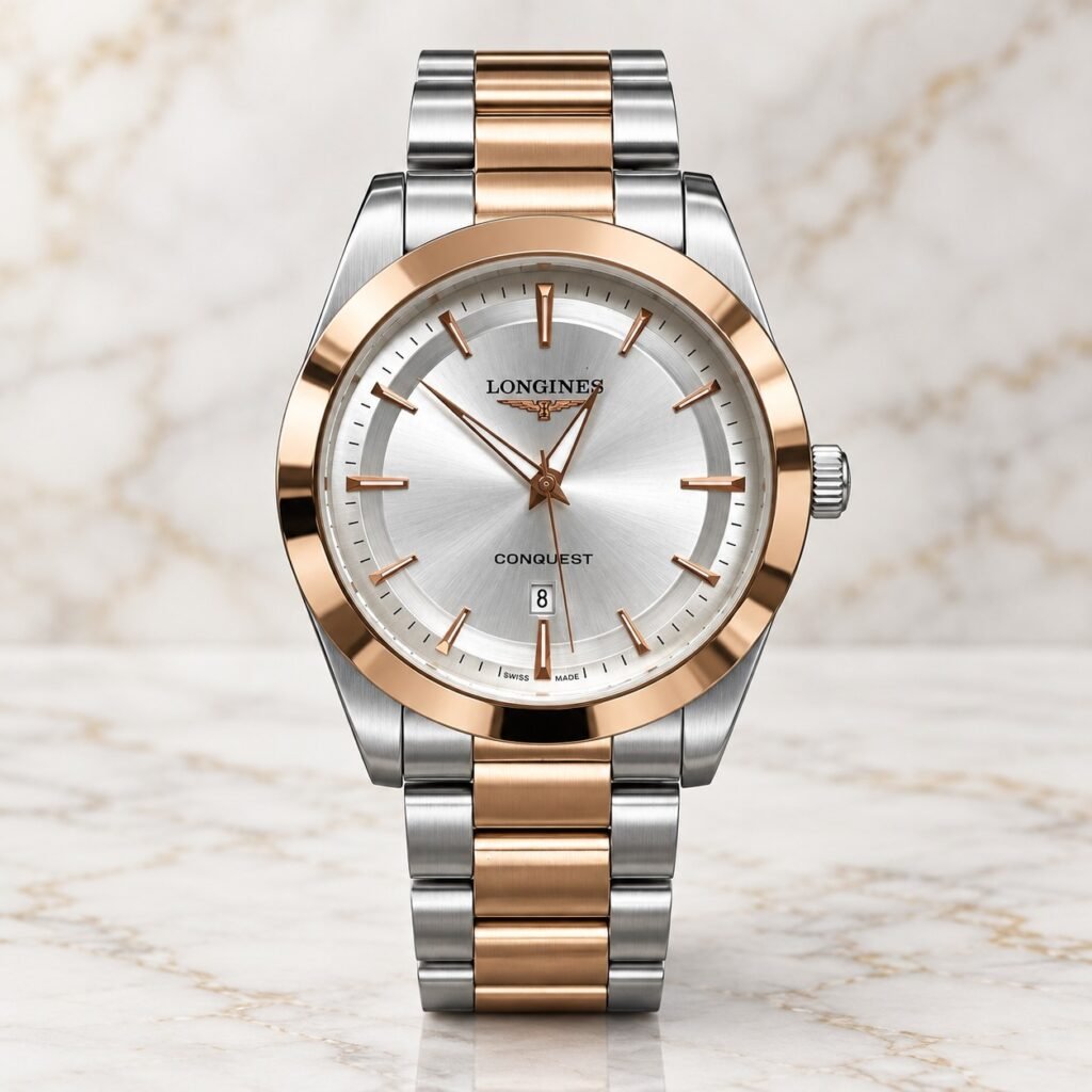 Мъжки Longines Conquest Rose Gold Two-Tone / Silver Dial #404