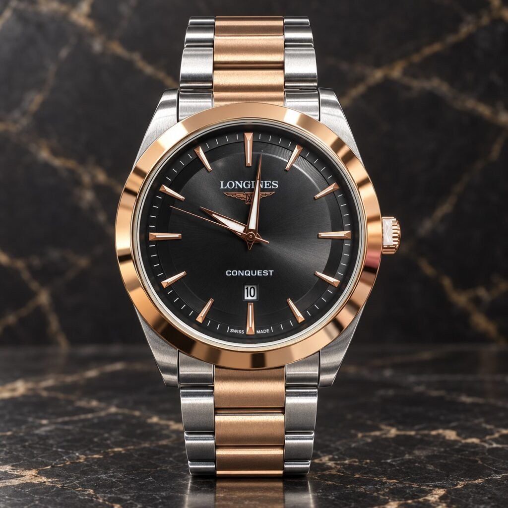 Мъжки Longines Conquest Rose Gold Two-Tone / Black Dial #405