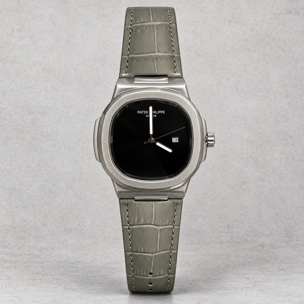 Мъжки Patek Philippe Nautilus Black Dial Grey Leather #342