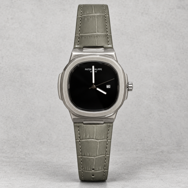 Мъжки Patek Philippe Nautilus Black Dial Grey Leather #342