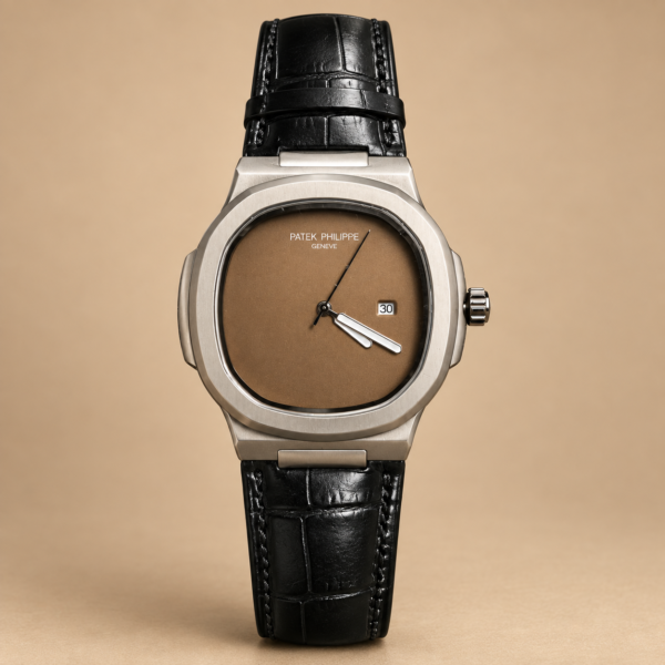Мъжки Patek Philippe Nautilus Brown Dial Black Leather #351