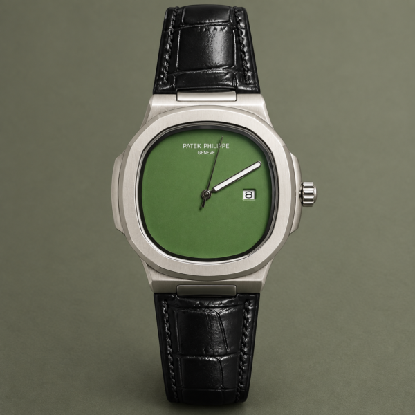 Мъжки Patek Philippe Nautilus Green Dial Black Leather #348