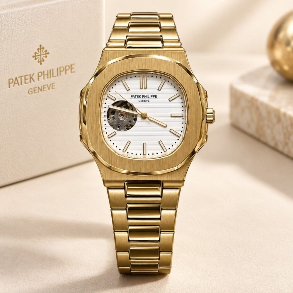 Мъжки Patek Philippe Nautilus Open Heart Gold / White Dial #443