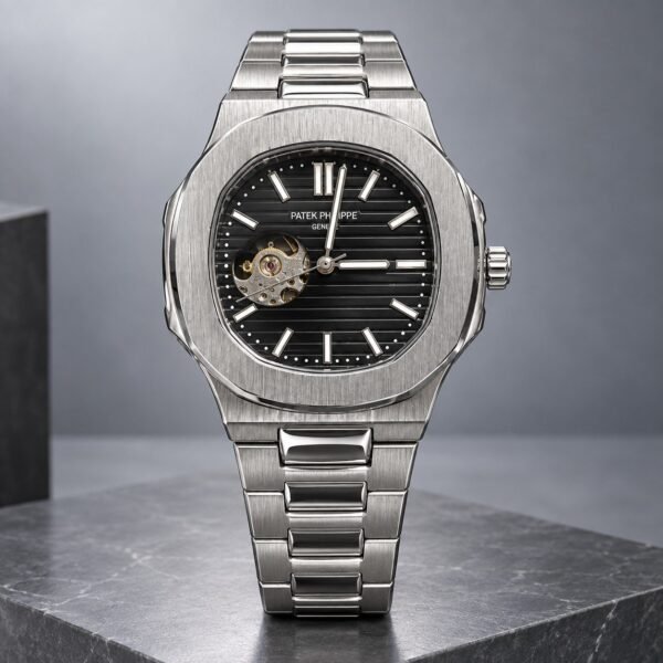 Мъжки Patek Philippe Nautilus Open Heart Steel / Black Dial #438