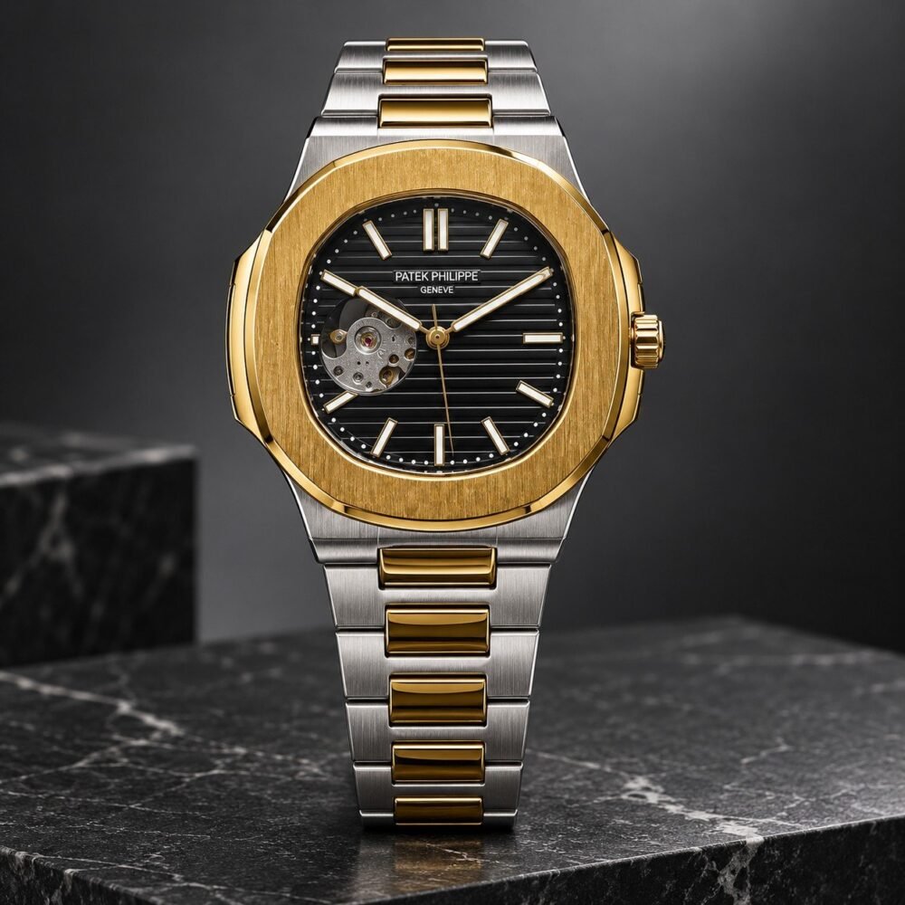 Мъжки Patek Philippe Nautilus Open Heart Two-Tone / Black Dial #441