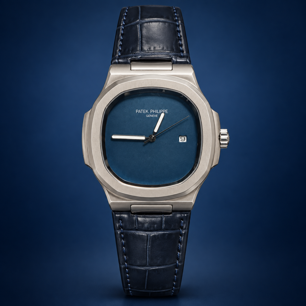 Мъжки Patek Philippe Nautilus Navy Blue Dial Leather #343