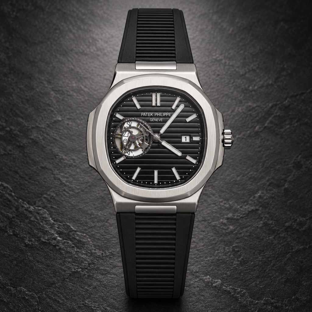 Мъжки Patek Philippe Nautilus Open Heart Black Dial Rubber #337