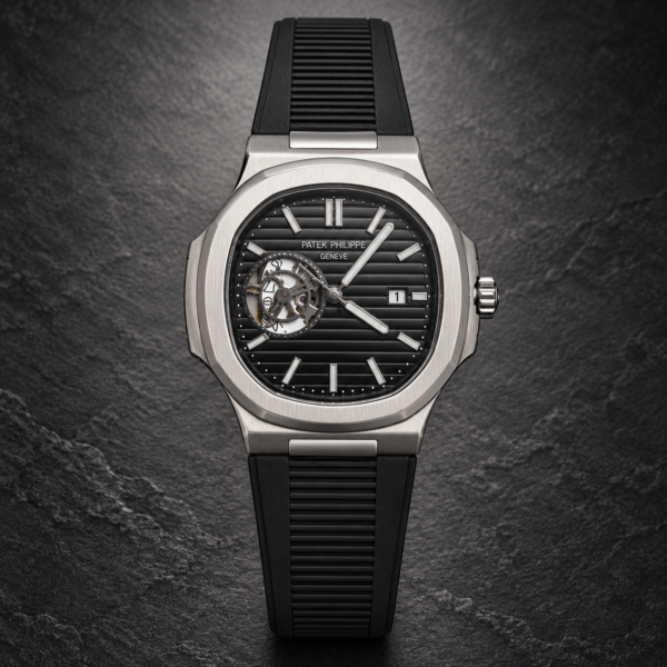Мъжки Patek Philippe Nautilus Open Heart Black Dial Rubber #337