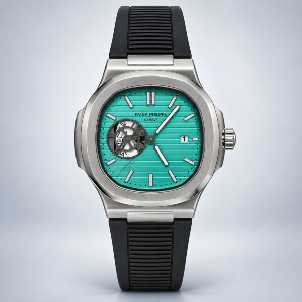 Мъжки Patek Philippe Nautilus Open Heart Tiffany Blue Rubber #339
