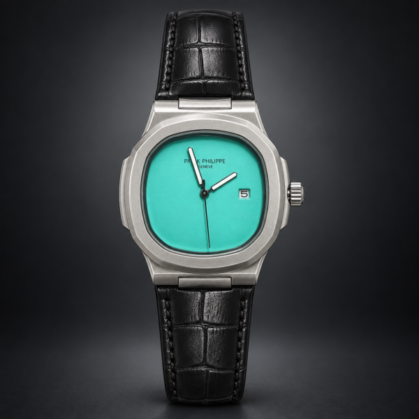 Мъжки Patek Philippe Nautilus Tiffany Blue Dial Black Leather #346