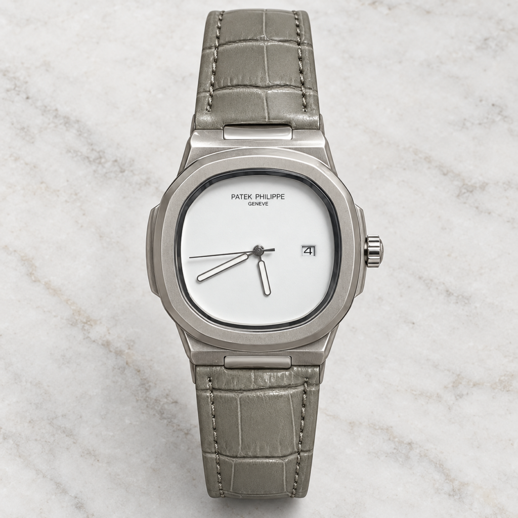 Мъжки Patek Philippe Nautilus White Dial Grey Leather #345