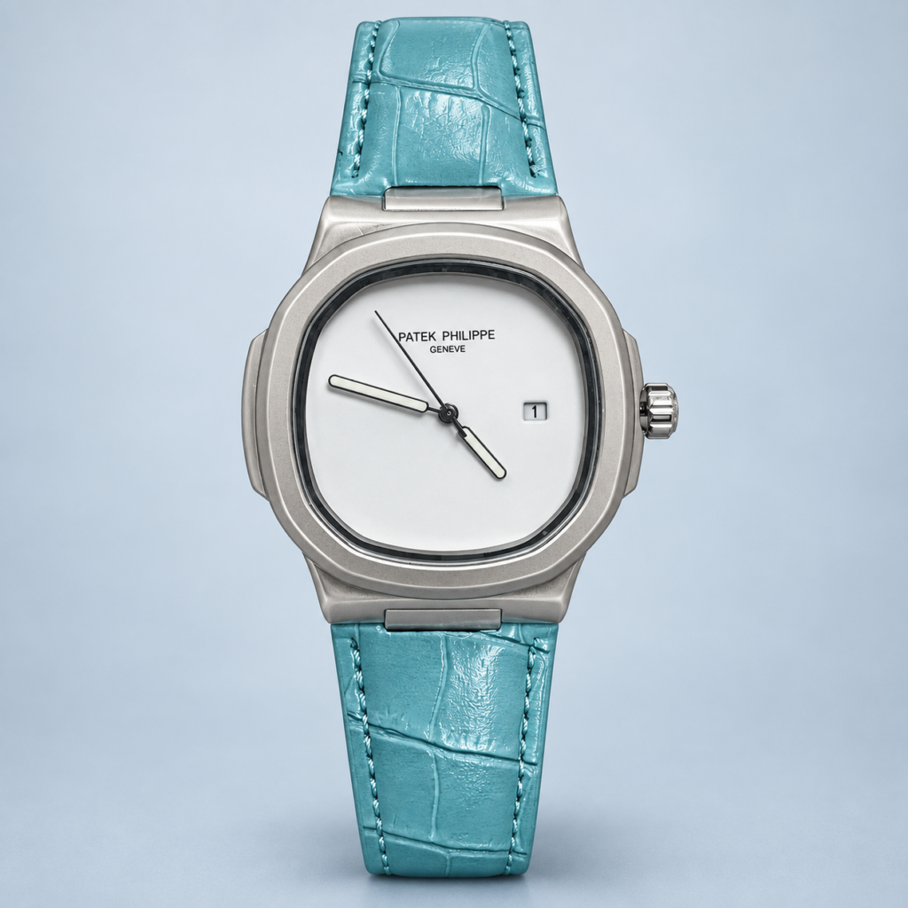 Мъжки Patek Philippe Nautilus White Dial Tiffany Leather #350