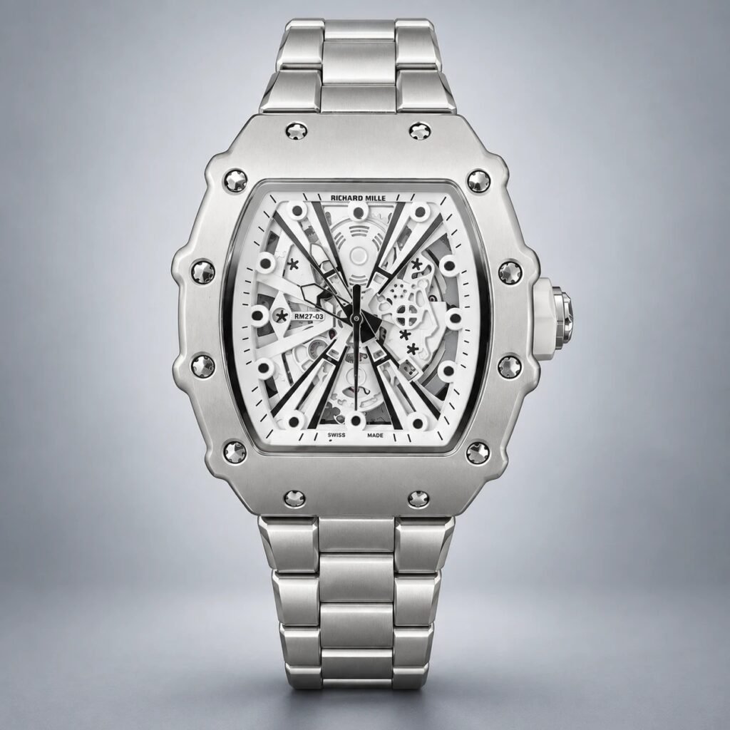 Мъжки Richard Mille RM27-03 Skeleton White / Steel #354