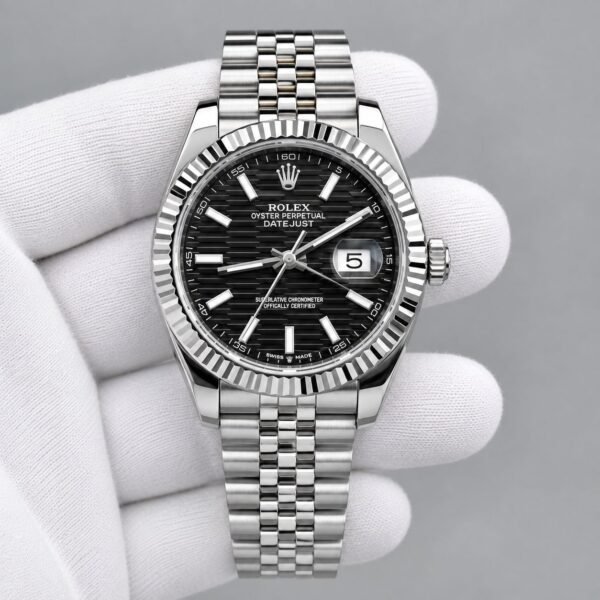 Мъжки Rolex Datejust Black Fluted Motif Dial Jubilee Steel #432
