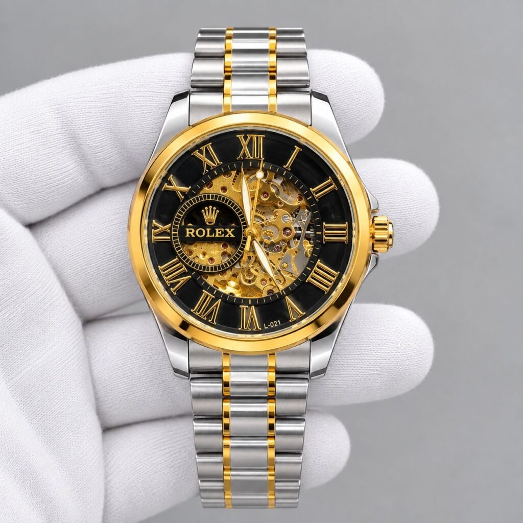 Мъжки Rolex Skeleton Roman Two-Tone / Black Dial #431