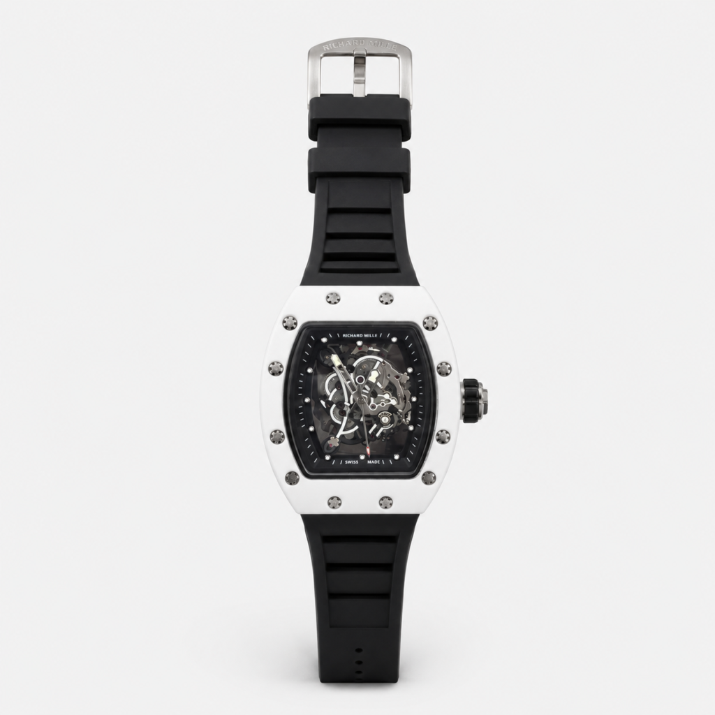 Мъжки Richard Mille Skeleton White Ceramic / Black #334