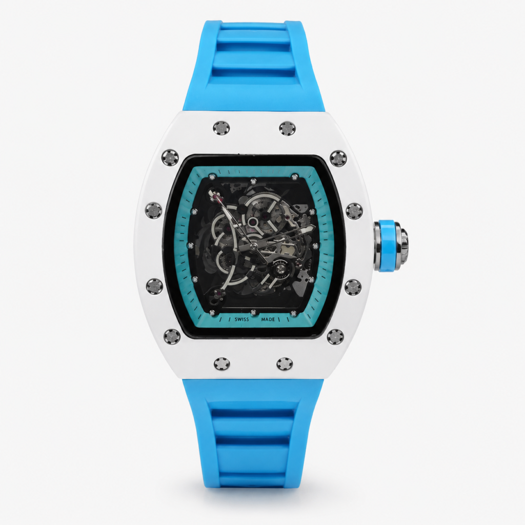 Мъжки Richard Mille Skeleton White Ceramic / Light Blue #335