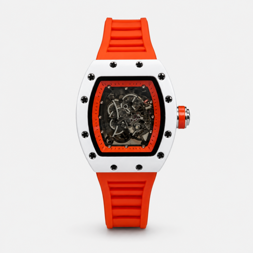 Мъжки Richard Mille Skeleton White Ceramic / Orange #331