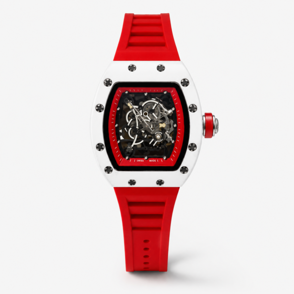 Мъжки Richard Mille Skeleton White Ceramic / Red #332