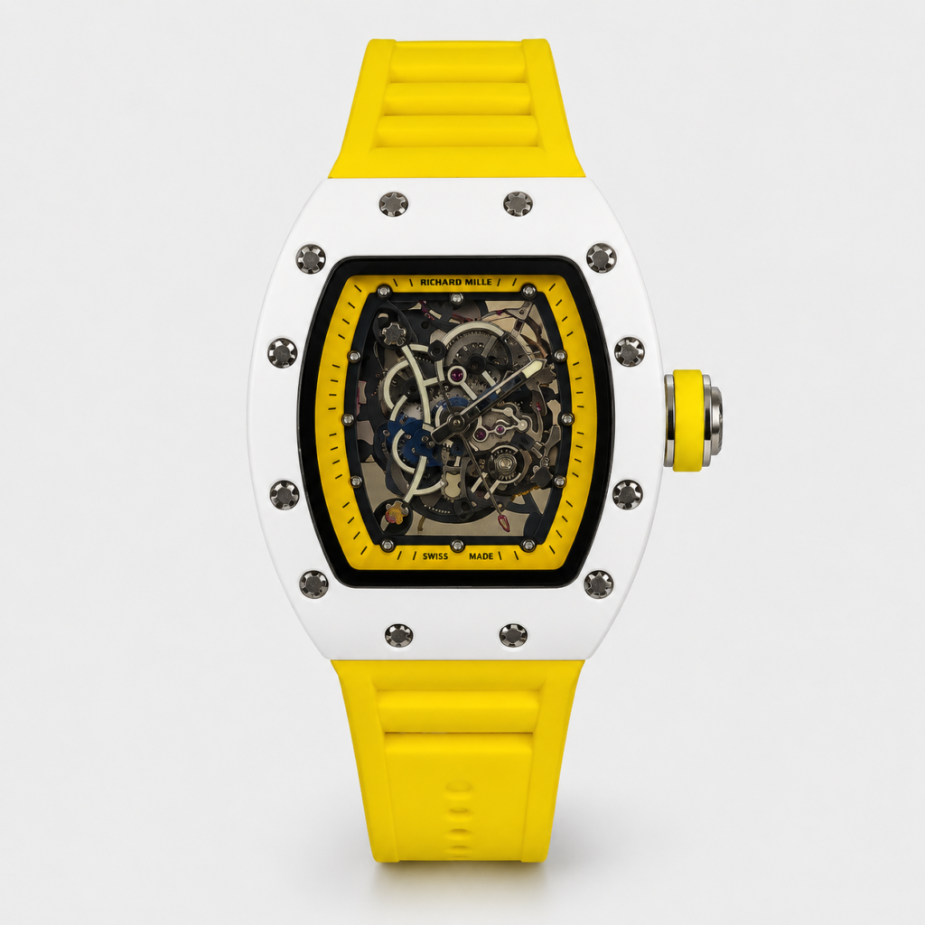 Мъжки Richard Mille Skeleton White Ceramic / Yellow #336